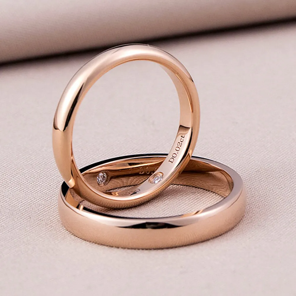 Inner Diamond Matching Couple Wedding Rings