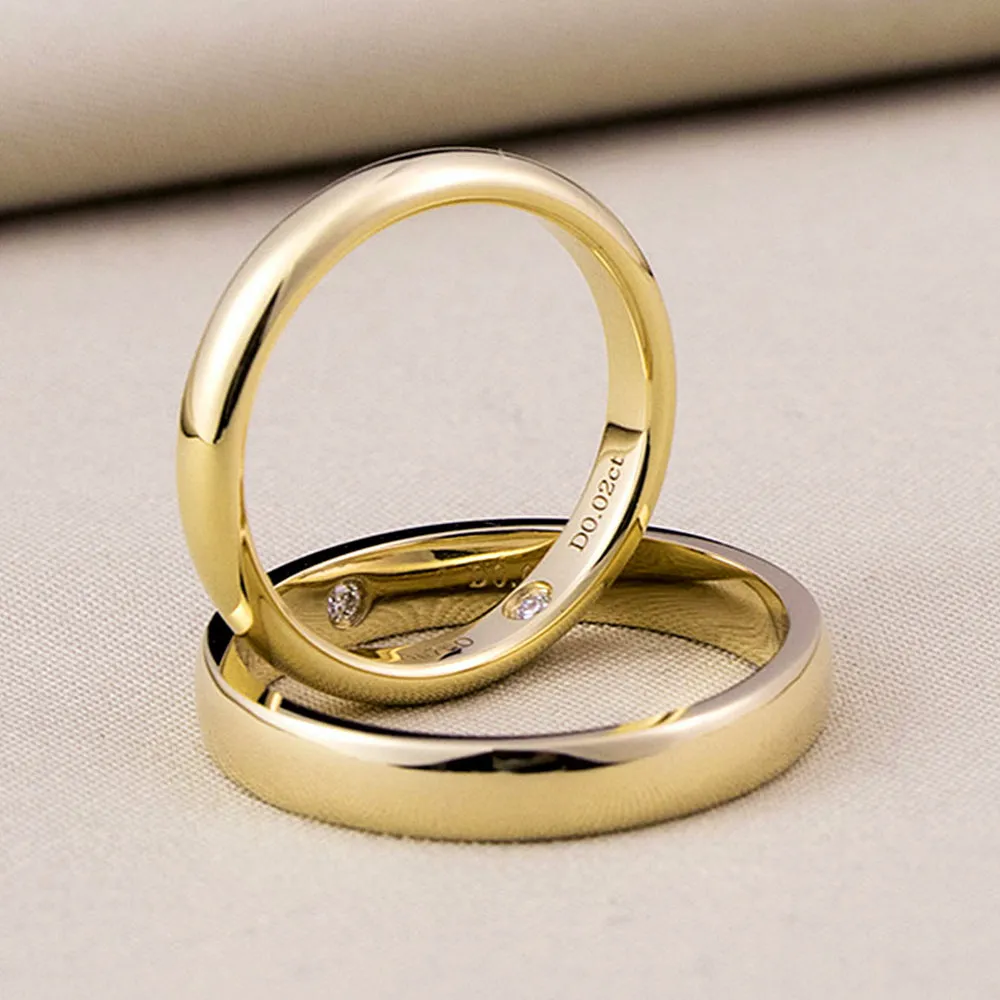 Inner Diamond Matching Couple Wedding Rings