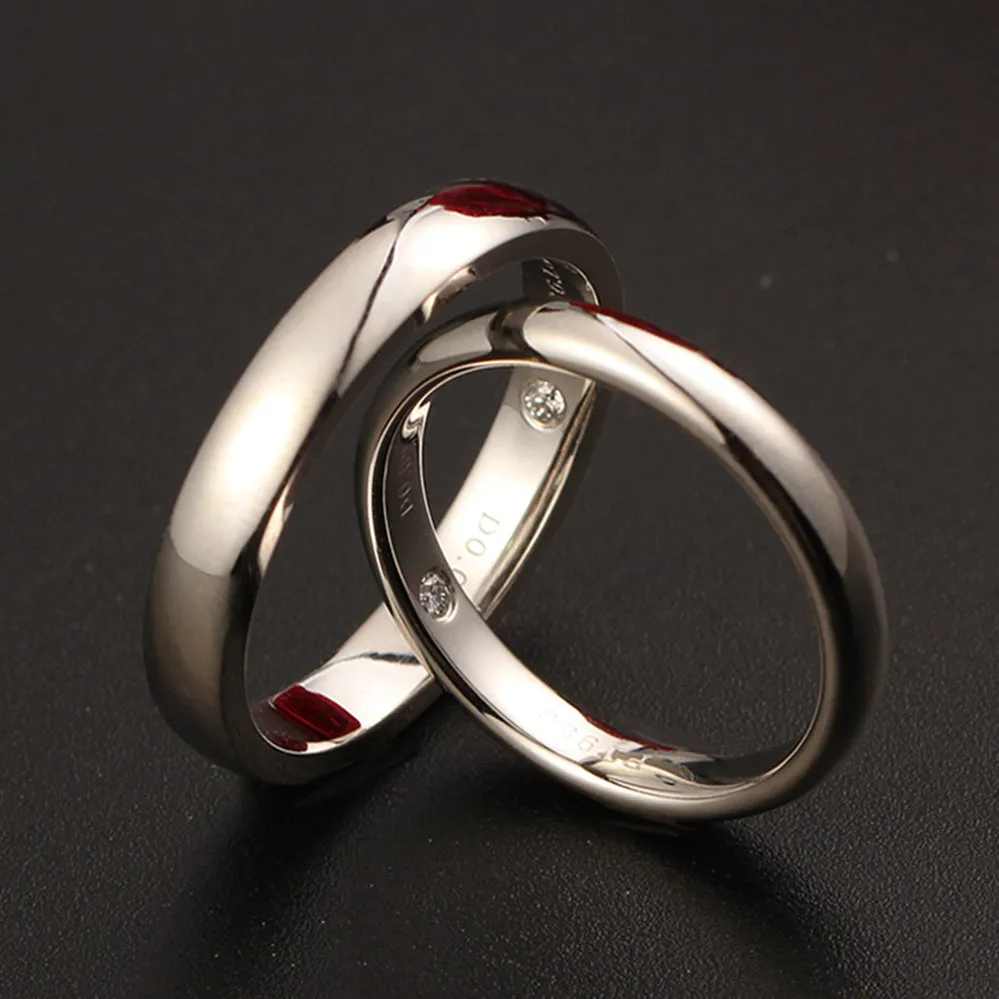 Inner Diamond Matching Couple Wedding Rings