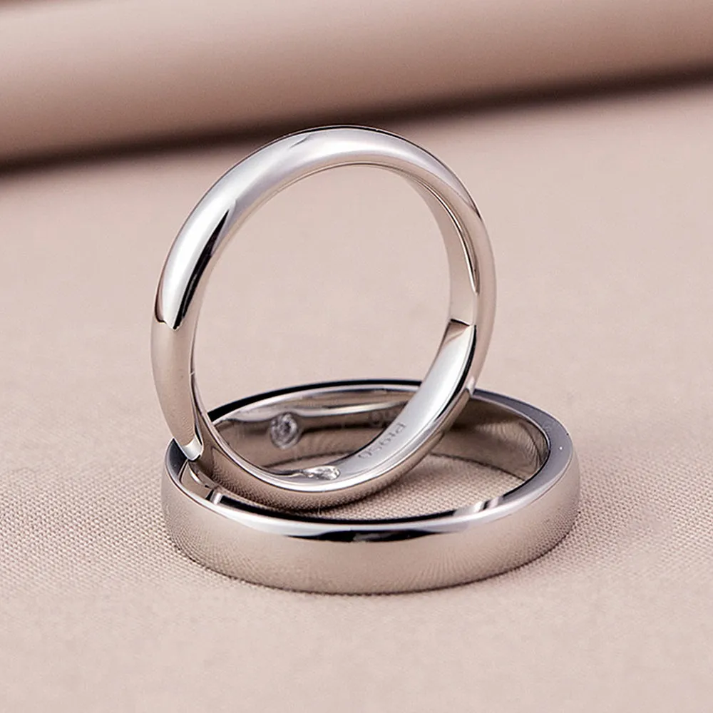 Inner Diamond Matching Couple Wedding Rings