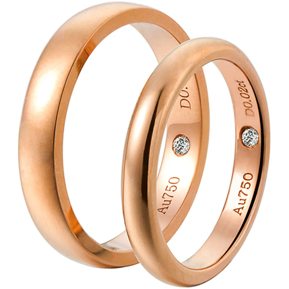 Inner Diamond Matching Couple Wedding Rings