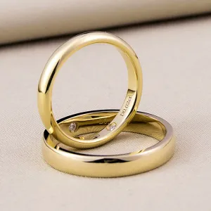 Inner Diamond Matching Couple Wedding Rings