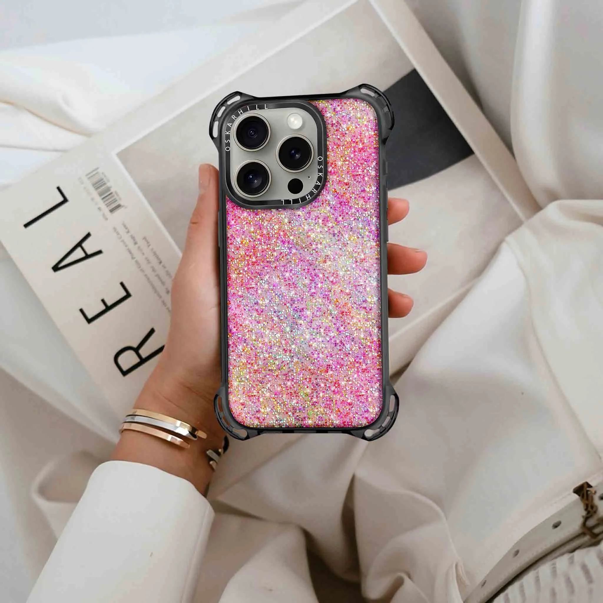 iPhone 15 Pro Case Bounce — Pink Glitter