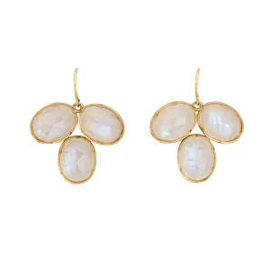 Irene Neuwirth Moonstone Earrings Estate 18k Gold 1" Drops Signed Fine Jewelry