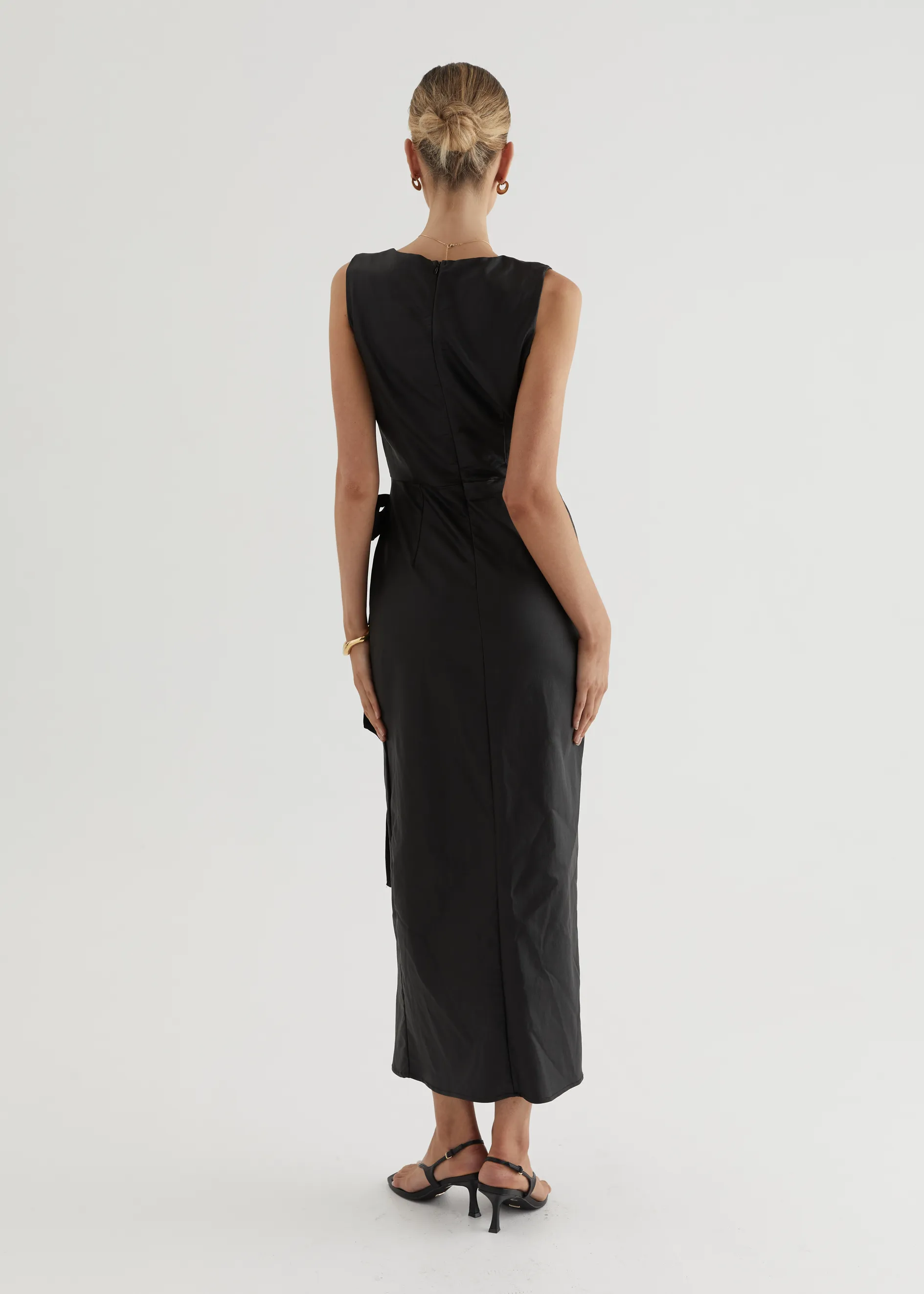 Ishka Coated Midi Dress - Black