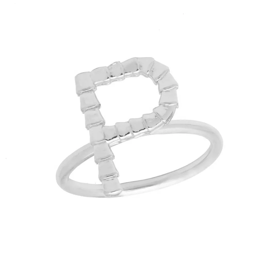 Isiro Sterling Silver Vertebrae Letter Ring
