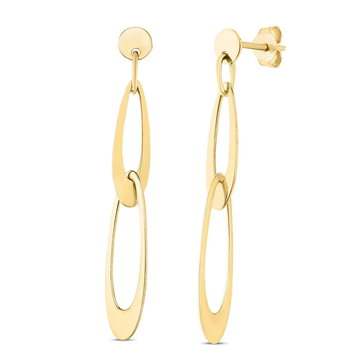 Italian Oval Link Drop Earrings in 14K Yellow Gold