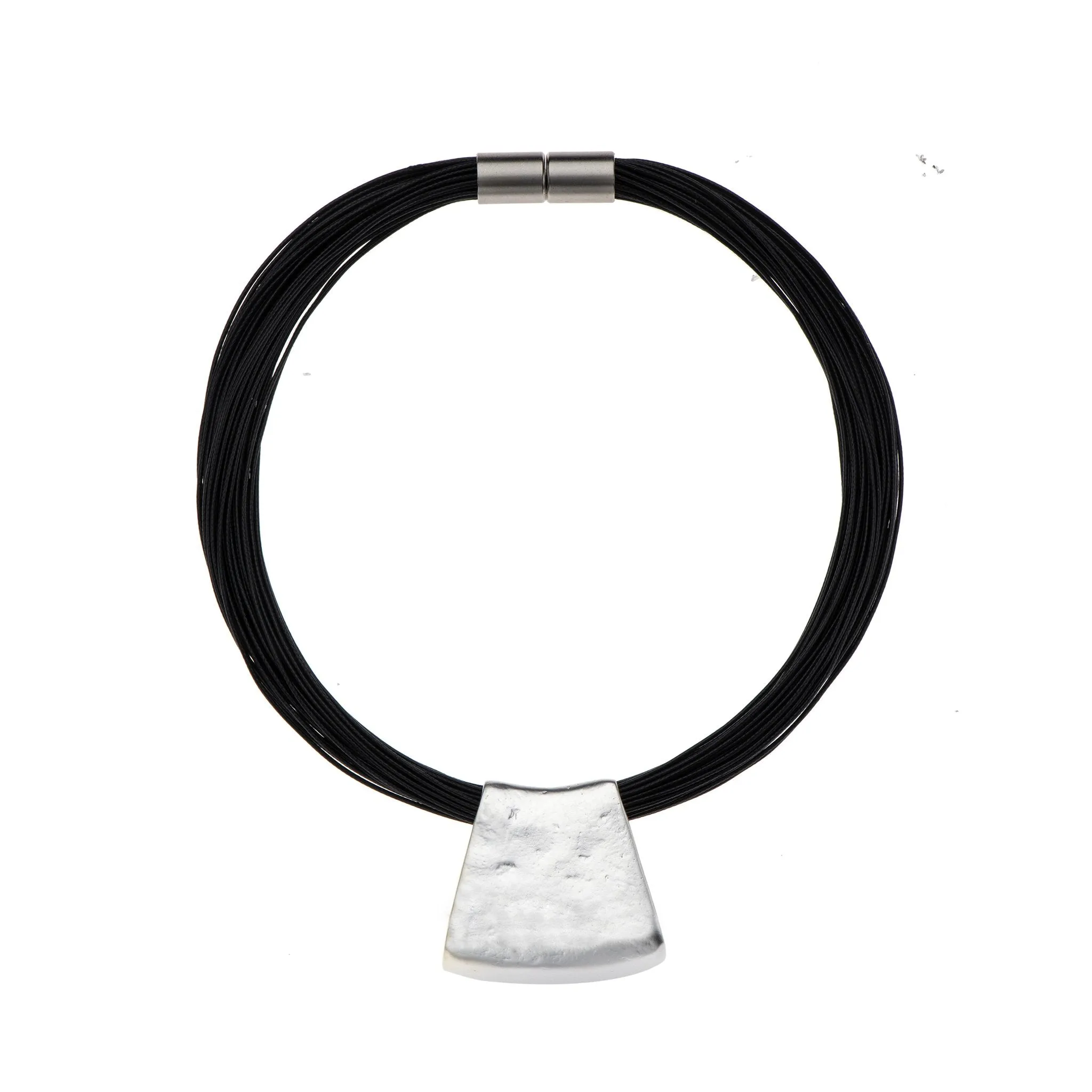Jessica - Bold blue cord & sterling silver pendant necklace