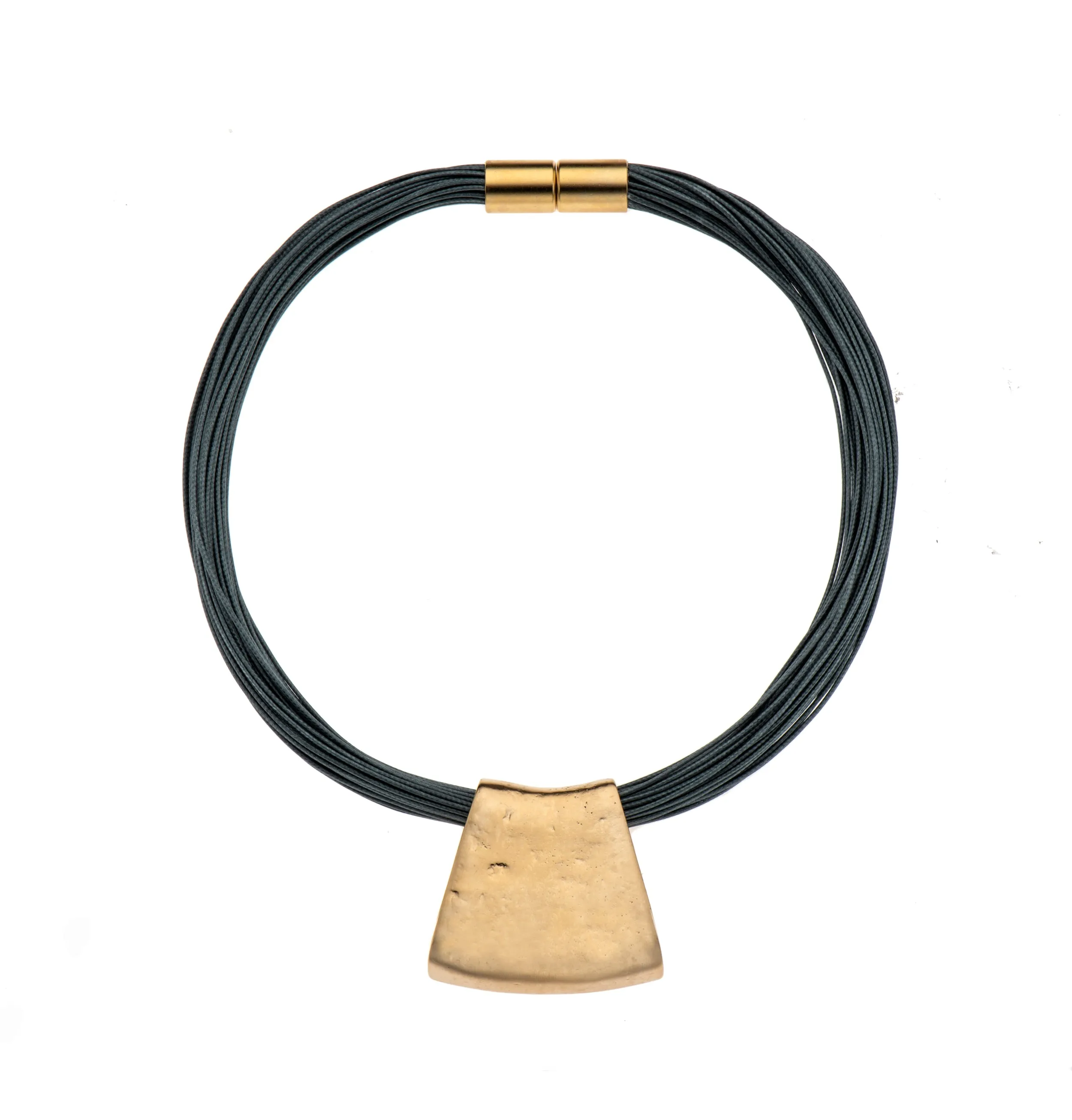 Jessica - Bold blue cord & sterling silver pendant necklace