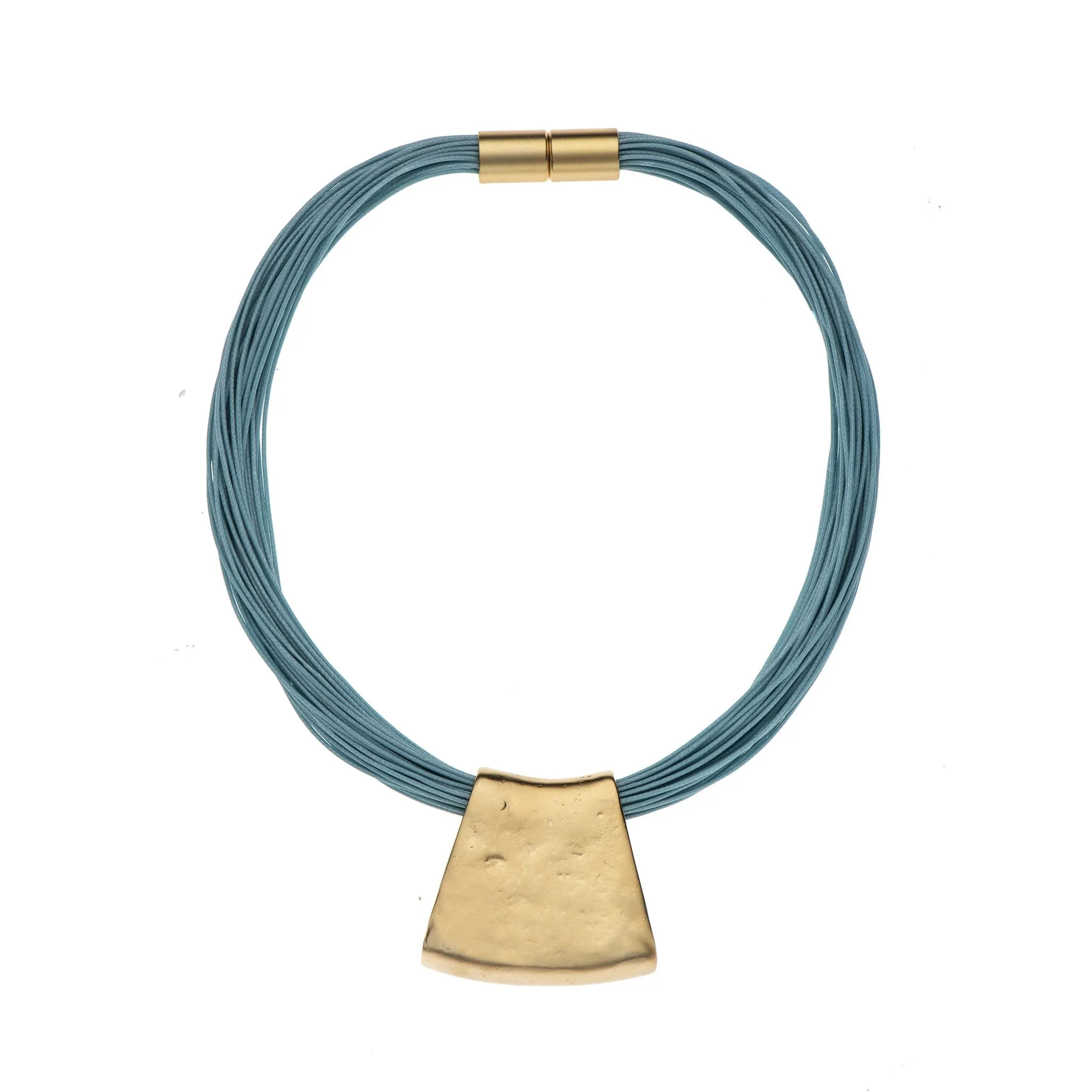 Jessica - Bold blue cord & sterling silver pendant necklace