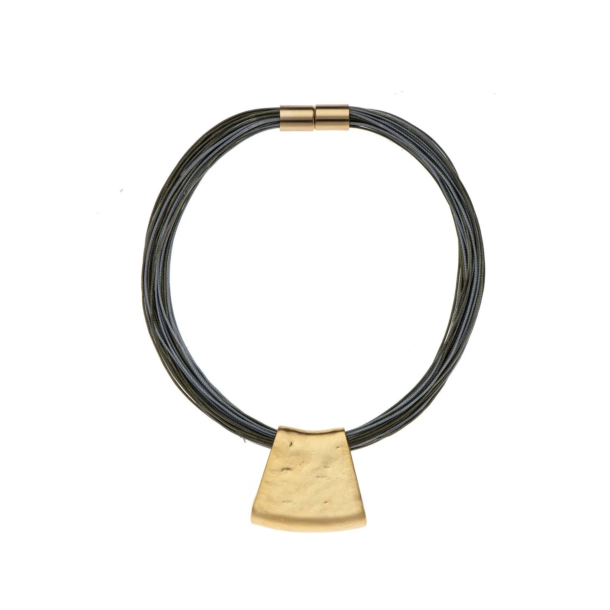 Jessica - Bold blue cord & sterling silver pendant necklace