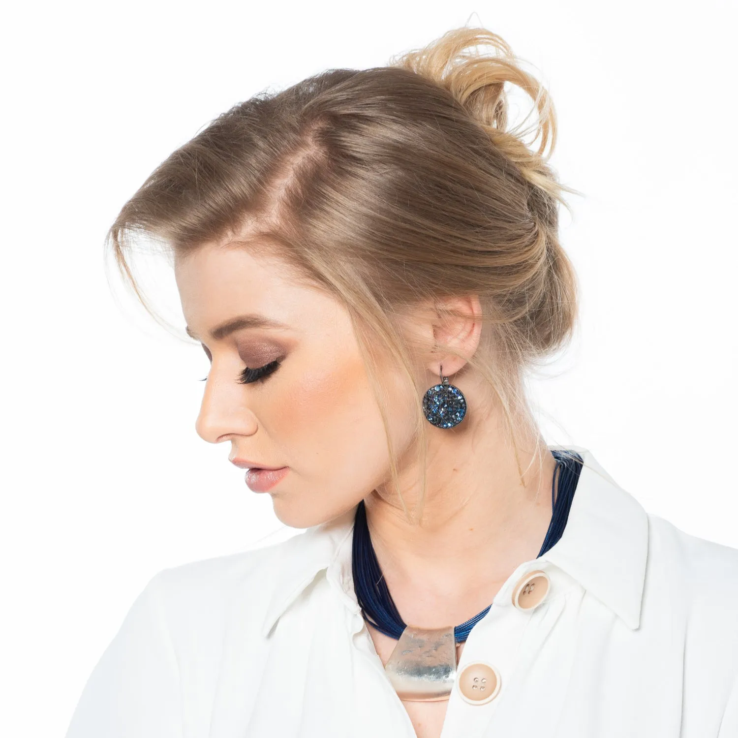 Jessica - Bold blue cord & sterling silver pendant necklace