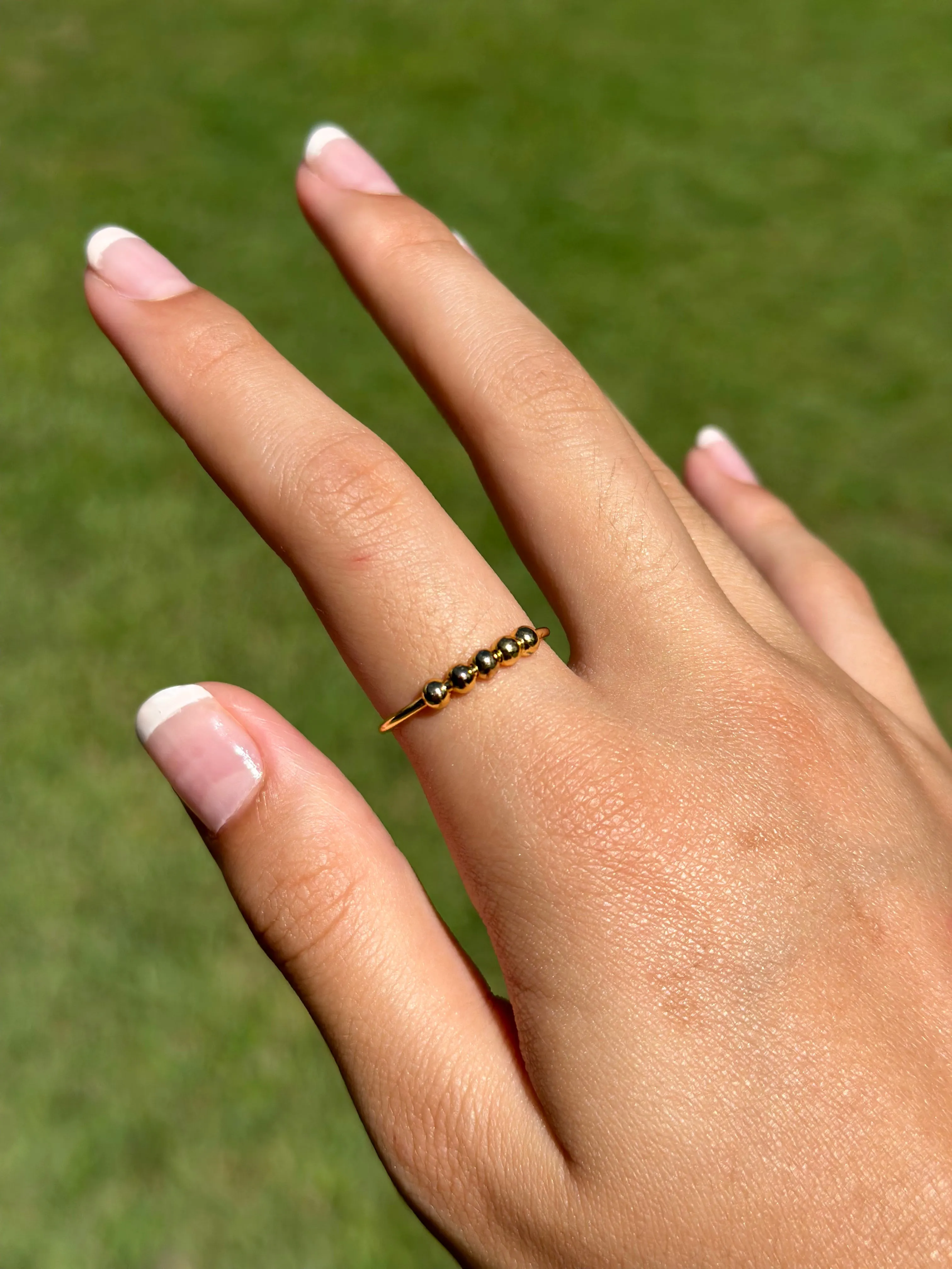 Kids 18k gold plated on sterling silver abacus fidget ring - adjustable