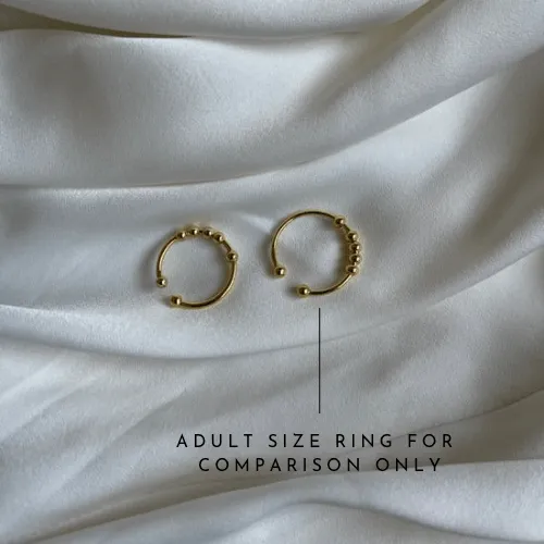 Kids 18k gold plated on sterling silver abacus fidget ring - adjustable