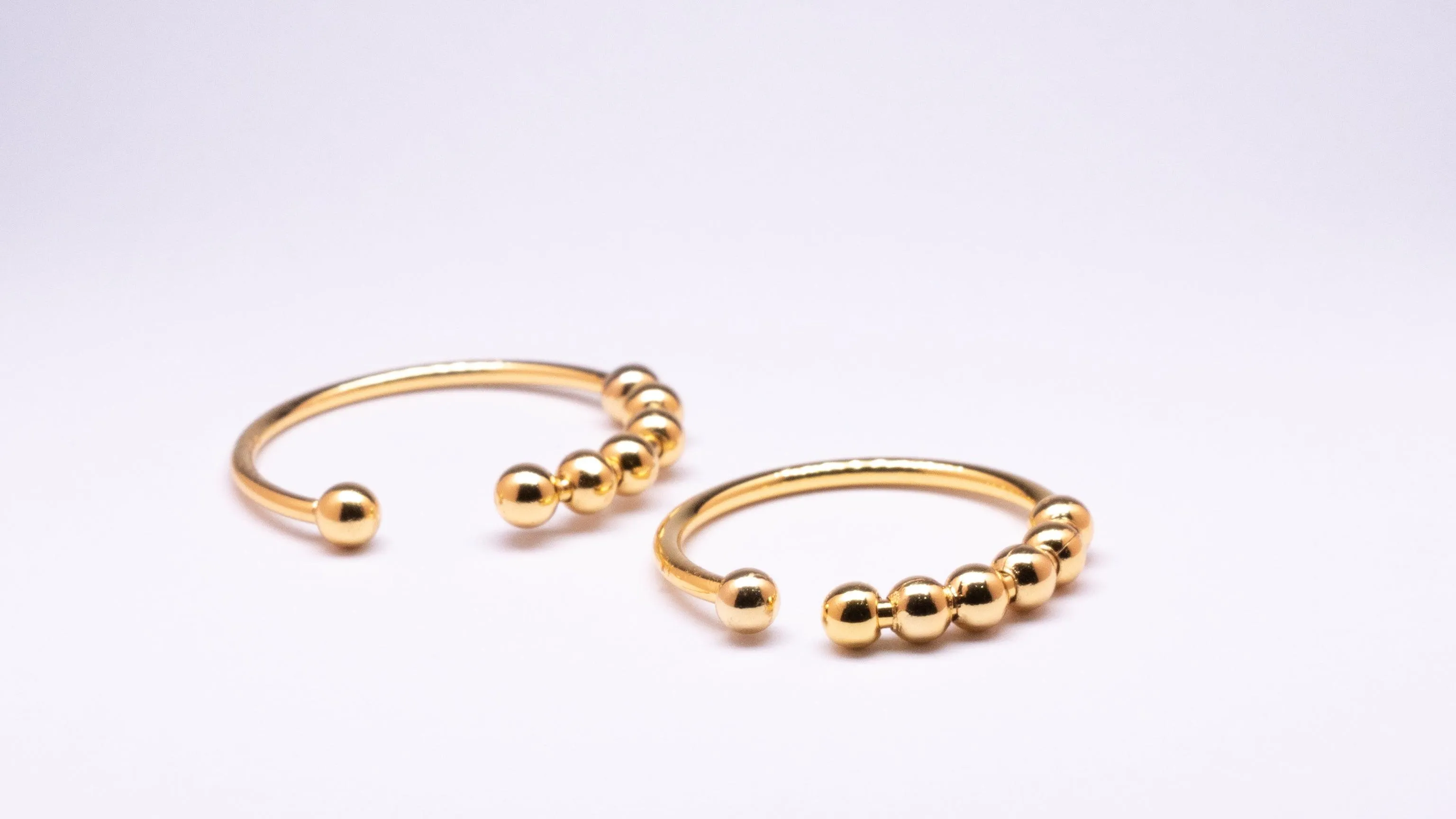 Kids 18k gold plated on sterling silver abacus fidget ring - adjustable