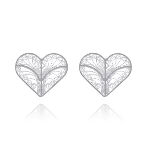KYLIE SILVER HEARTS STUDS EARRINGS FILIGREE