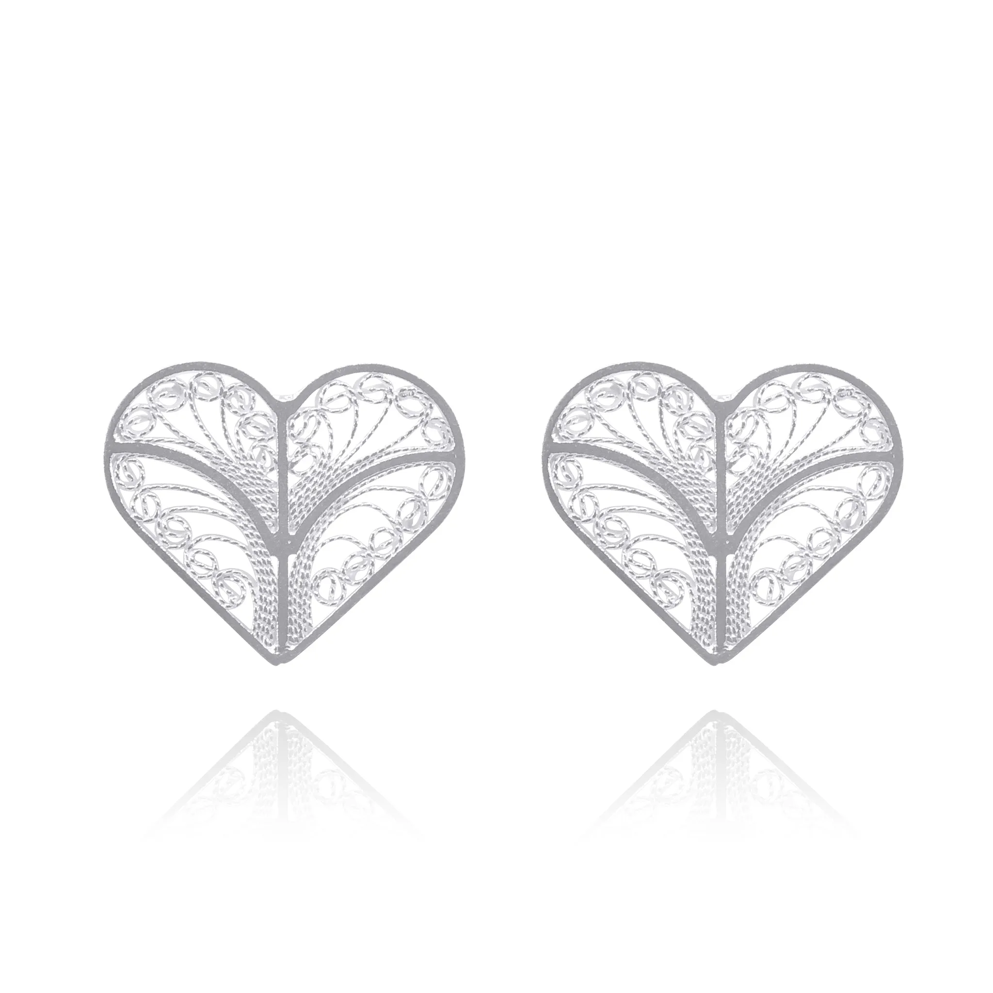 KYLIE SILVER HEARTS STUDS EARRINGS FILIGREE