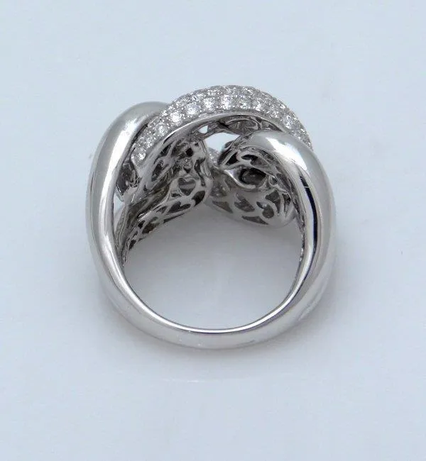 LADIES 18K WHITE GOLD 2.12CT DIAMONDS CABLE LINK STATEMENT DOME RING SI1-2 7 1/2
