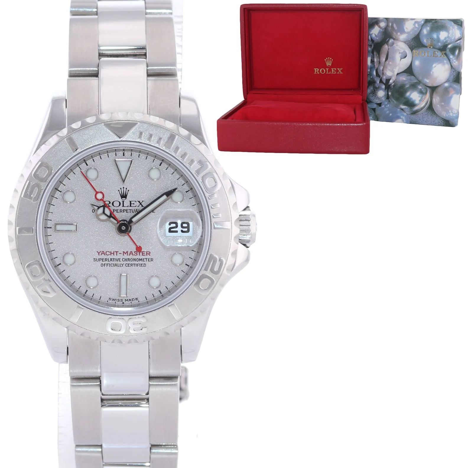 Ladies Rolex Yacht-Master 169622 Steel Platinum Dial Rolesium 29mm Watch Box