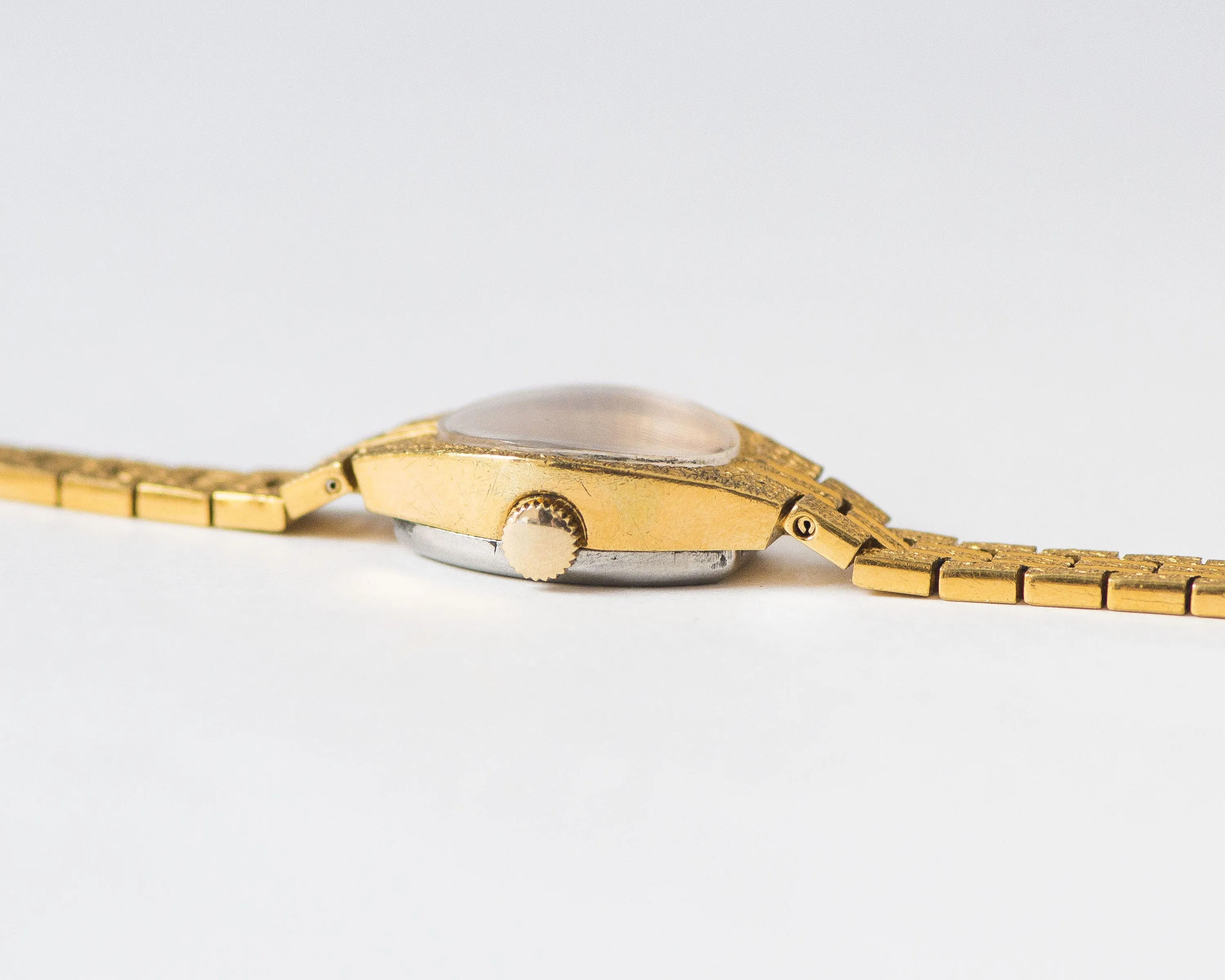 Lady's wristwatch Ray burgundy dial, gold plated women's watch bracelet, vintage cocktail watch oval dial jewelry, chic women watch gift