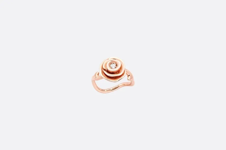 Large Rose Dior Couture Ring • Pink Gold and Diamonds