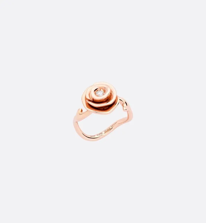 Large Rose Dior Couture Ring • Pink Gold and Diamonds