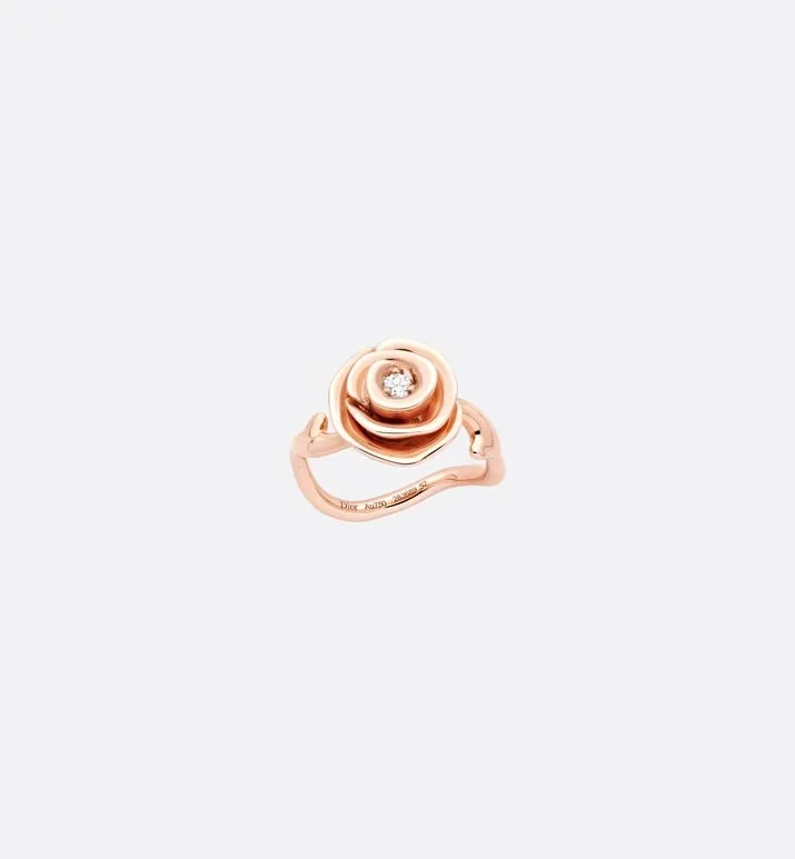 Large Rose Dior Couture Ring • Pink Gold and Diamonds