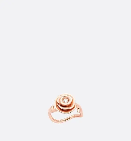 Large Rose Dior Couture Ring • Pink Gold and Diamonds