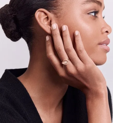Large Rose Dior Couture Ring • Pink Gold and Diamonds