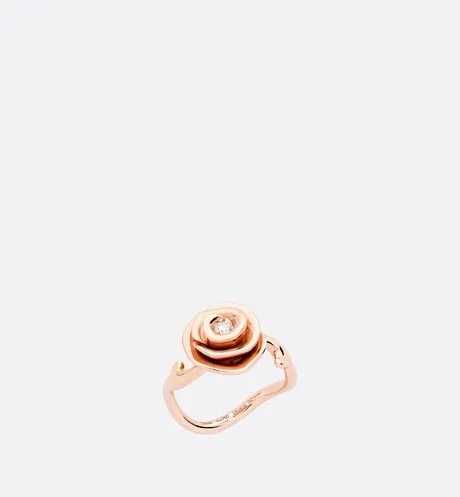 Large Rose Dior Couture Ring • Pink Gold and Diamonds