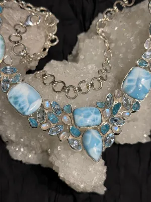 Larimar Apatite and Moonstone Necklace