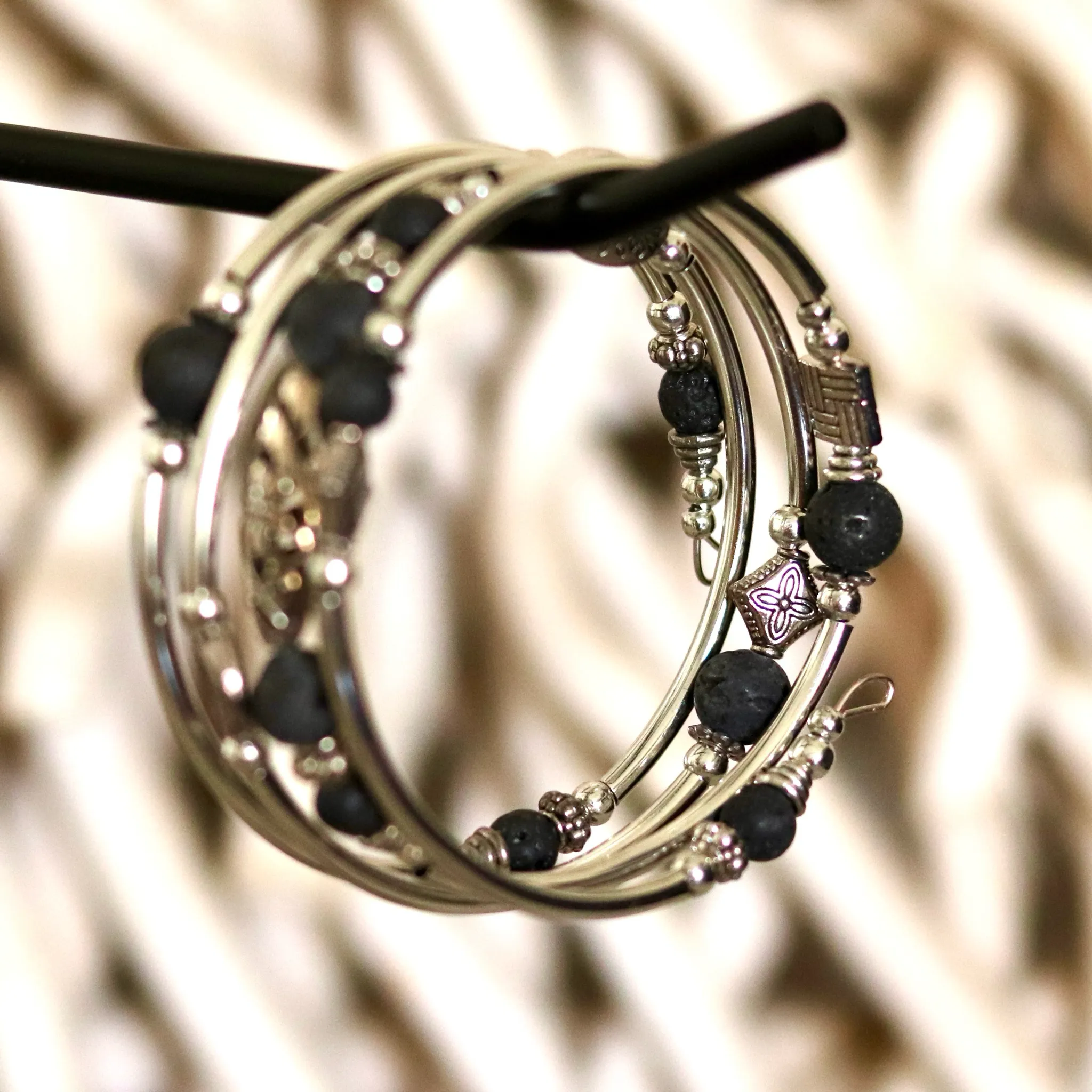 Lava Stone Layered Bracelet – Grounding & Aromatherapy Ready