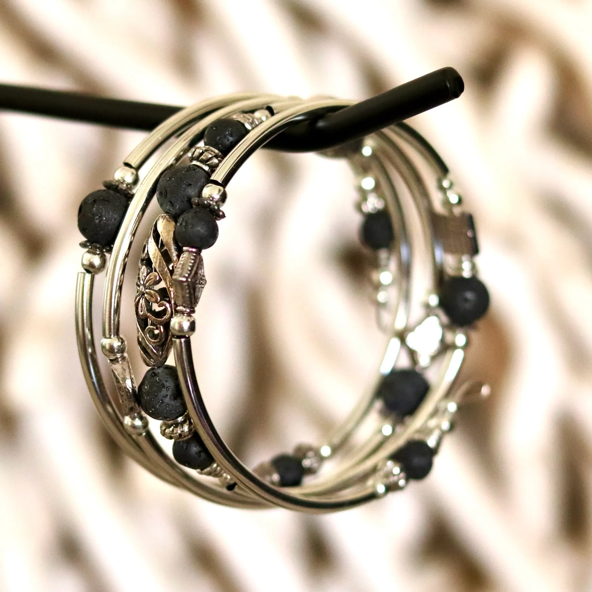 Lava Stone Layered Bracelet – Grounding & Aromatherapy Ready
