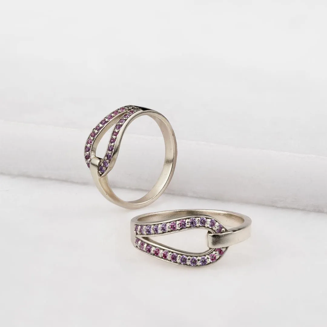 Levade - Moissanite Violet Stone Sterling Silver Horseshoe Earring