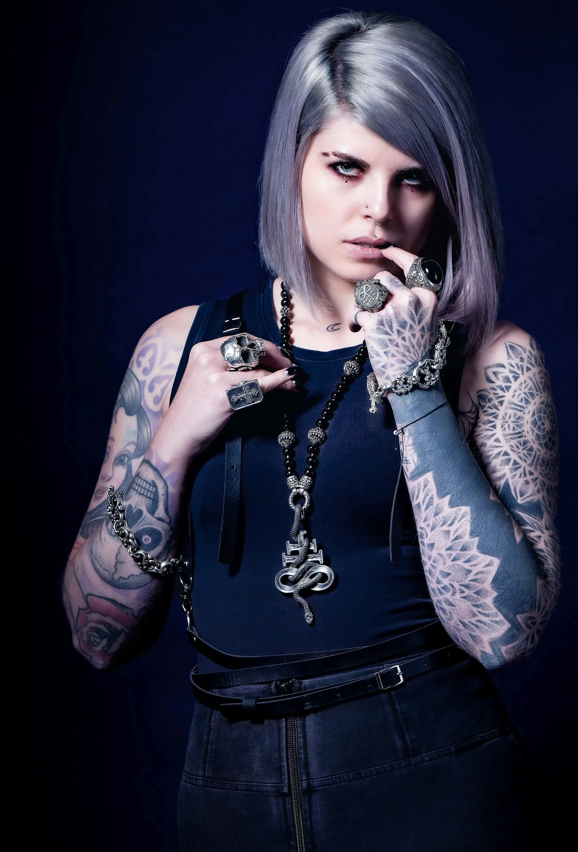Leviathan Cross Snake Necklace Set