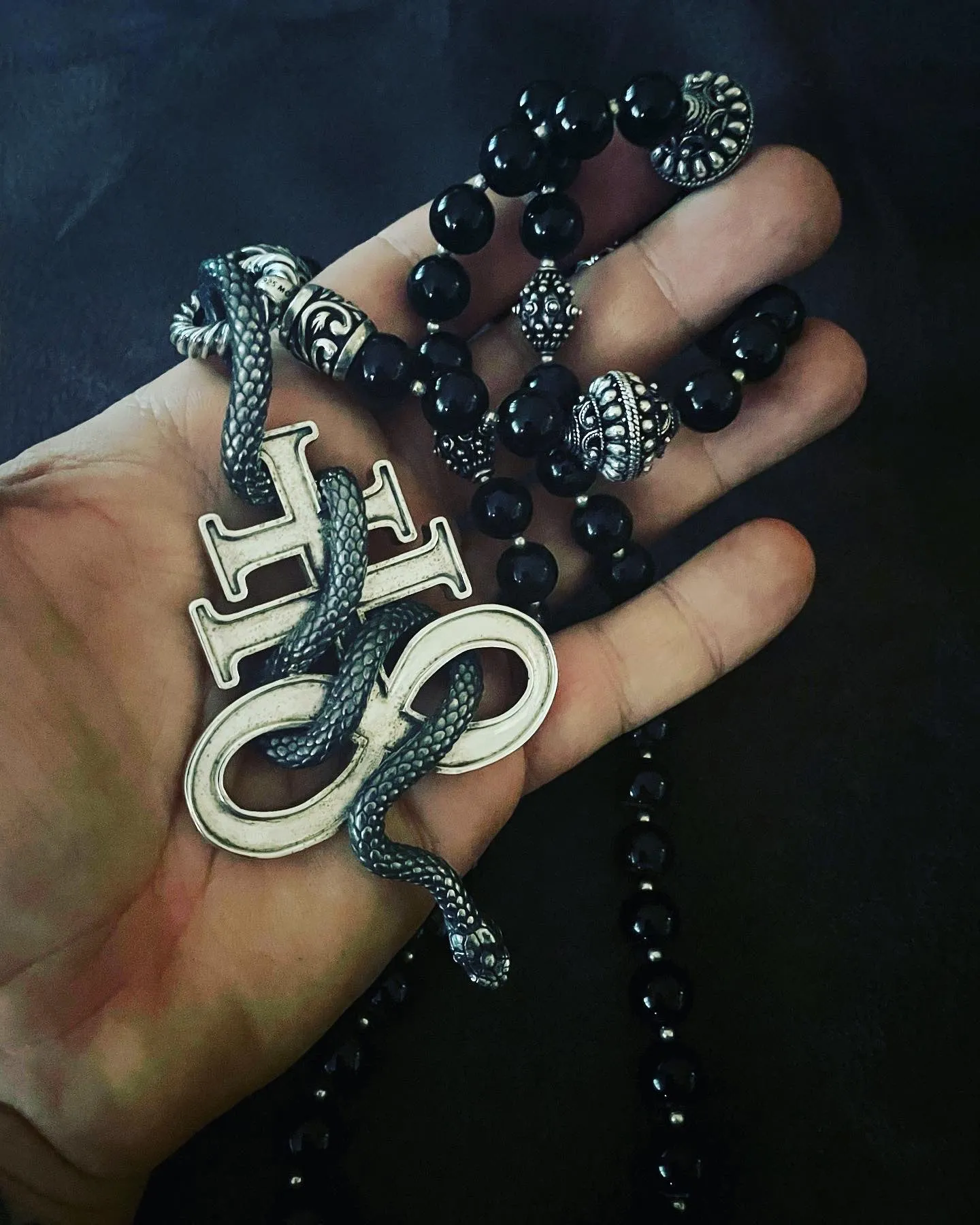 Leviathan Cross Snake Necklace Set