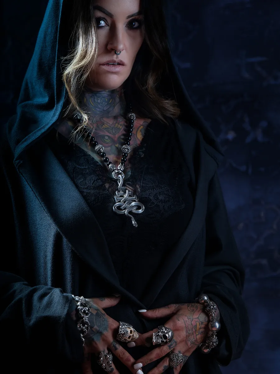 Leviathan Cross Snake Necklace Set