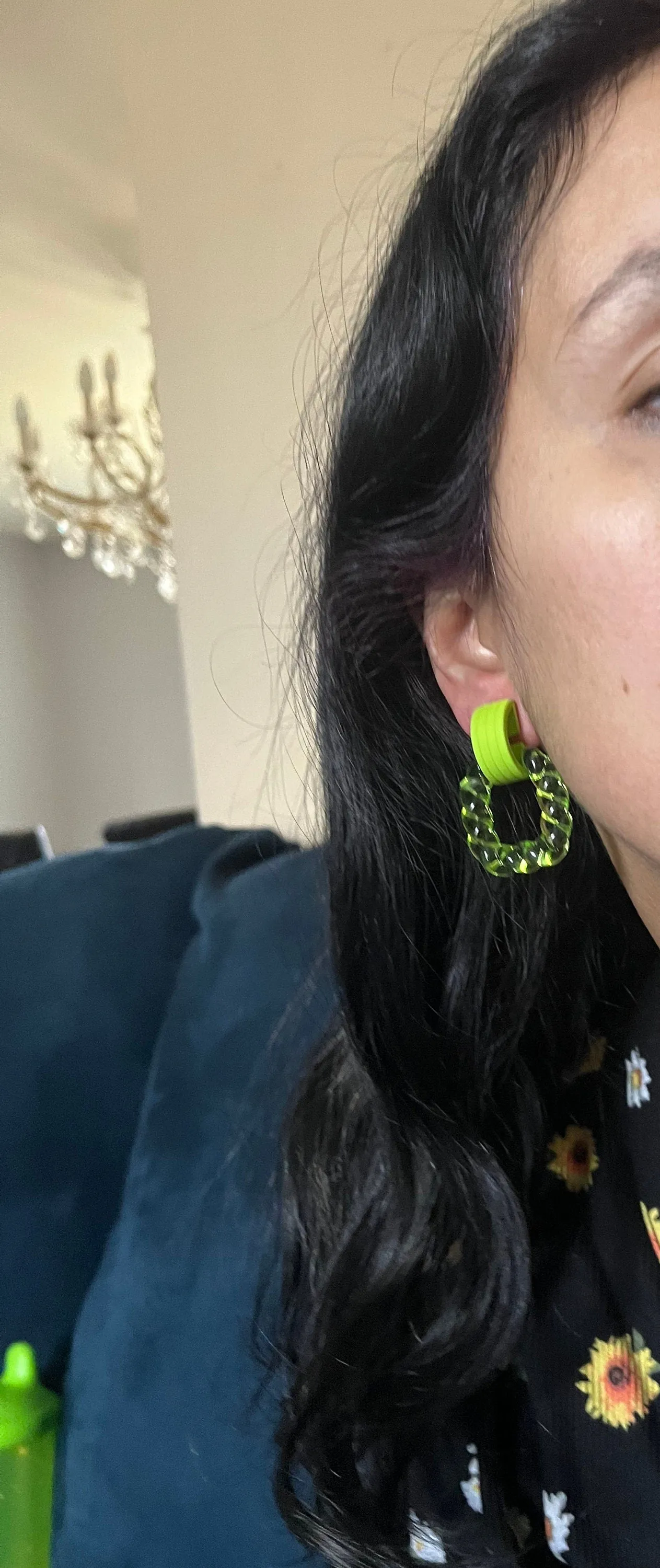 Light Green acrylic earrings , Lime green acrylic earrings ,  green chunky earrings ,