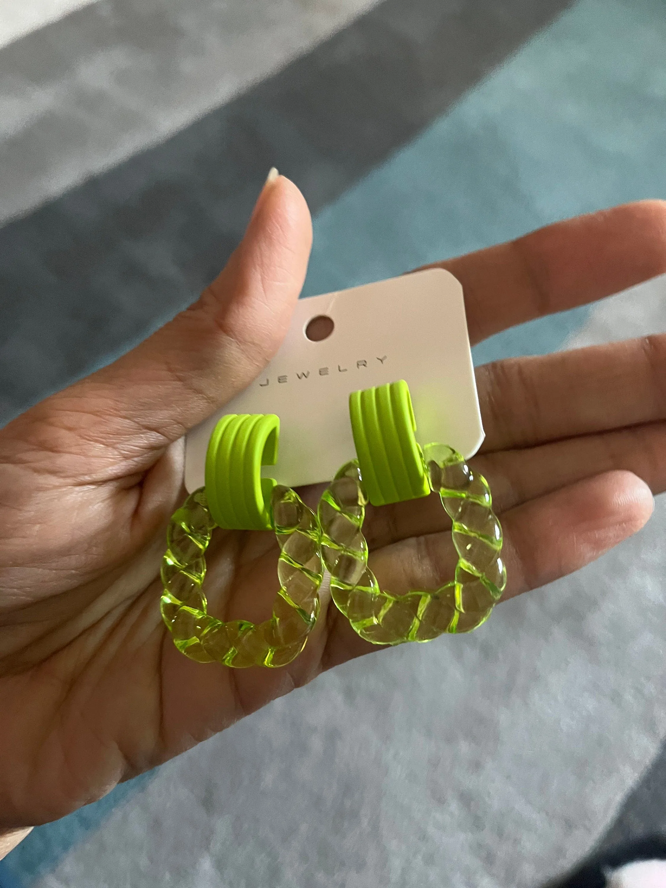 Light Green acrylic earrings , Lime green acrylic earrings ,  green chunky earrings ,