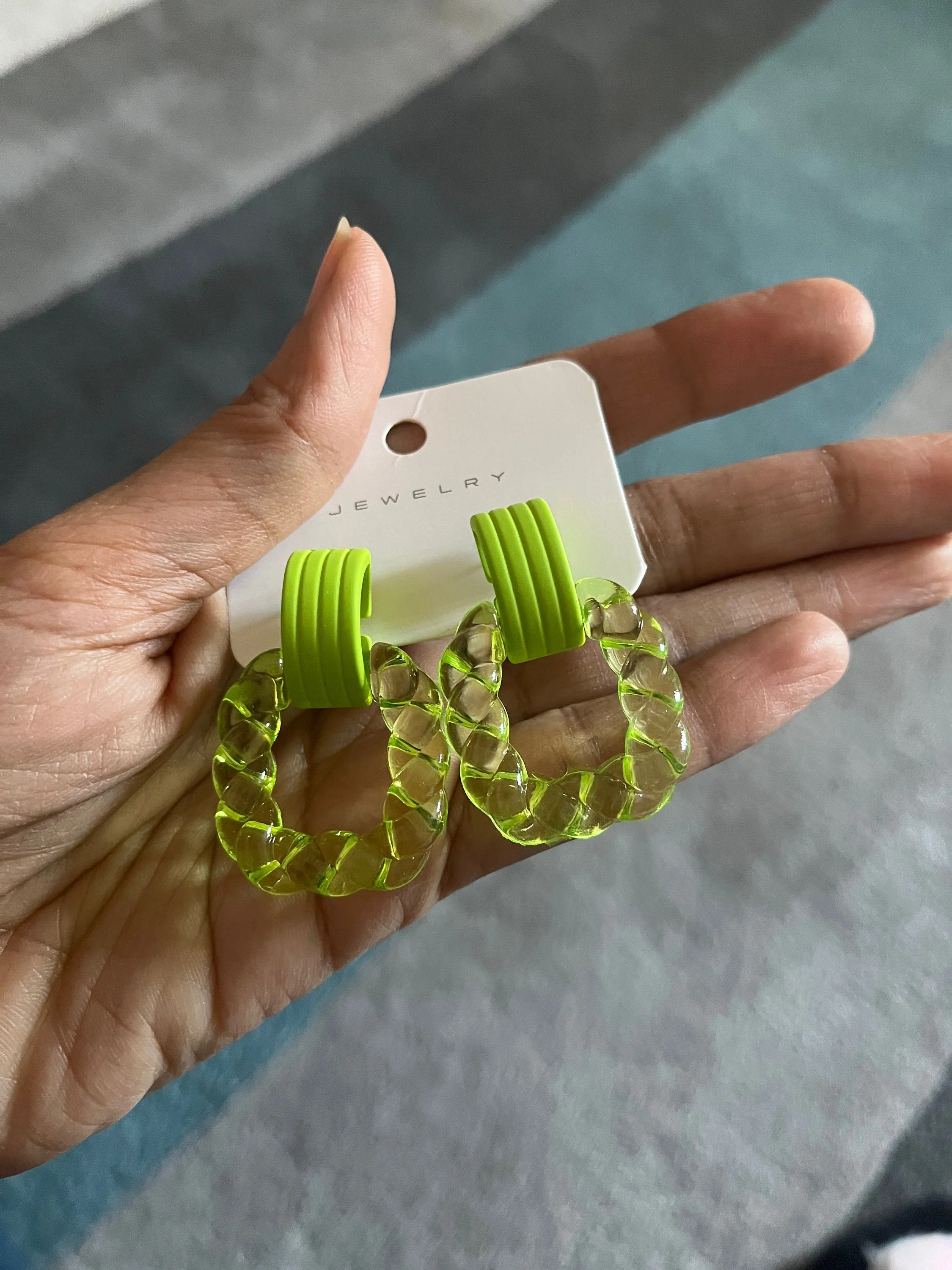 Light Green acrylic earrings , Lime green acrylic earrings ,  green chunky earrings ,