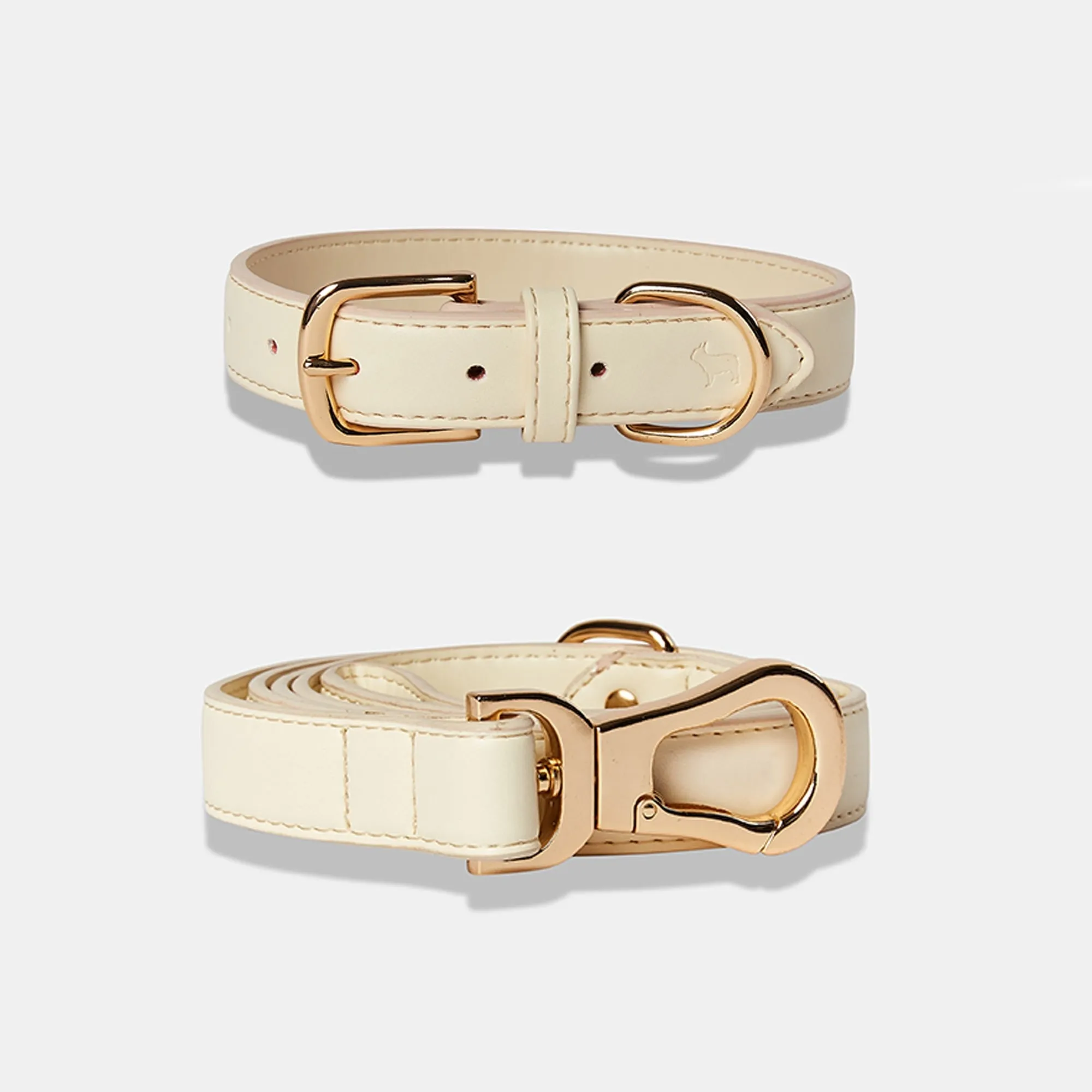 Light Ivory Dog Collar & Lead Set