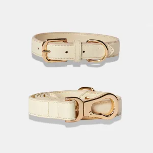 Light Ivory Dog Collar & Lead Set
