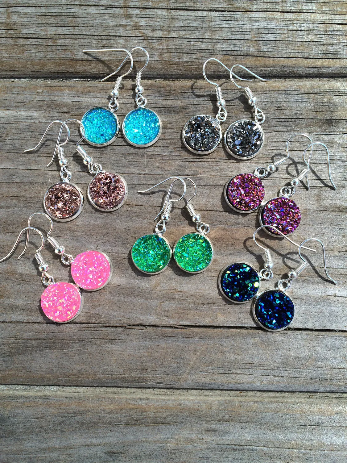 Light Pink Druzy Dangle earrings