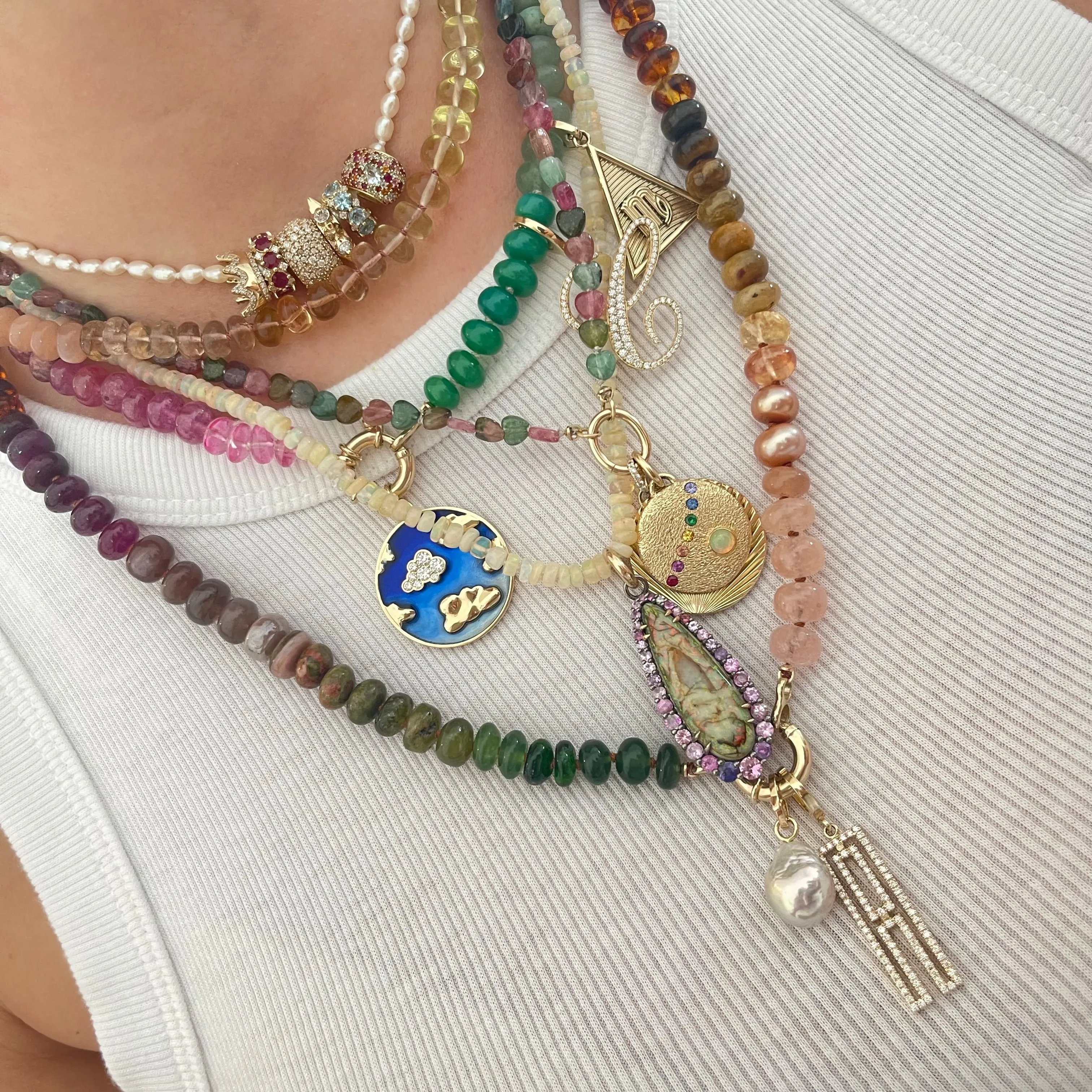 Limited Edition Mixed Tourmaline Hearts Beaded Necklace