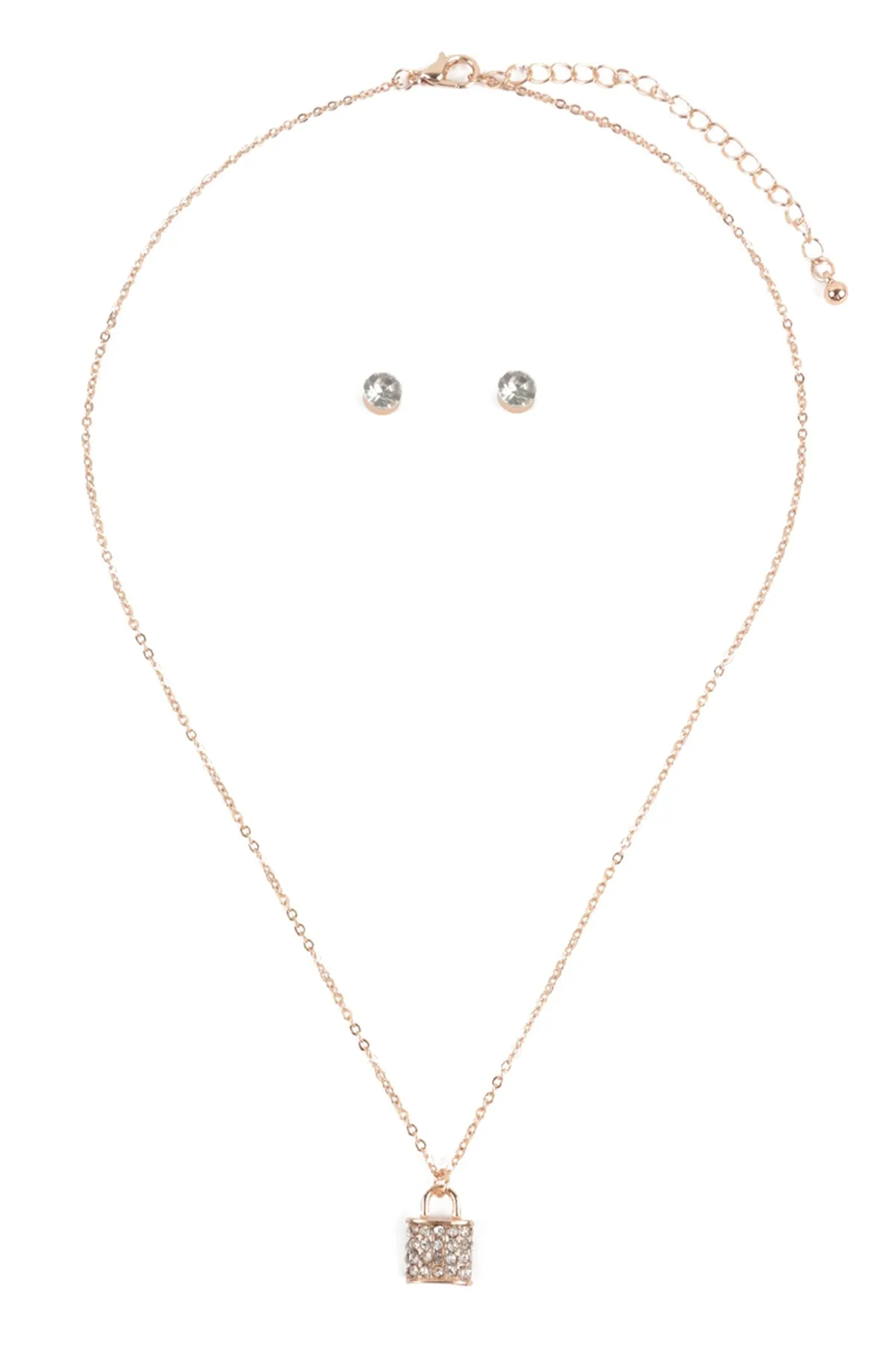 LOCK PENDANT WITH STUD EARRINGS SET
