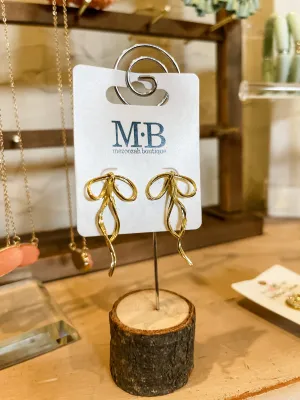 Long Bow Gold Earrings