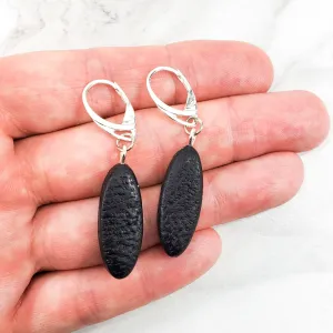 Long Oval Dangle Earring - Small - Black