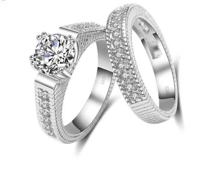 Luxury 925 Silver Crystal Engagement/Wedding Ring