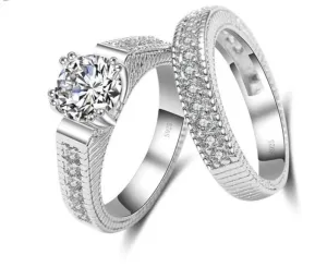 Luxury 925 Silver Crystal Engagement/Wedding Ring