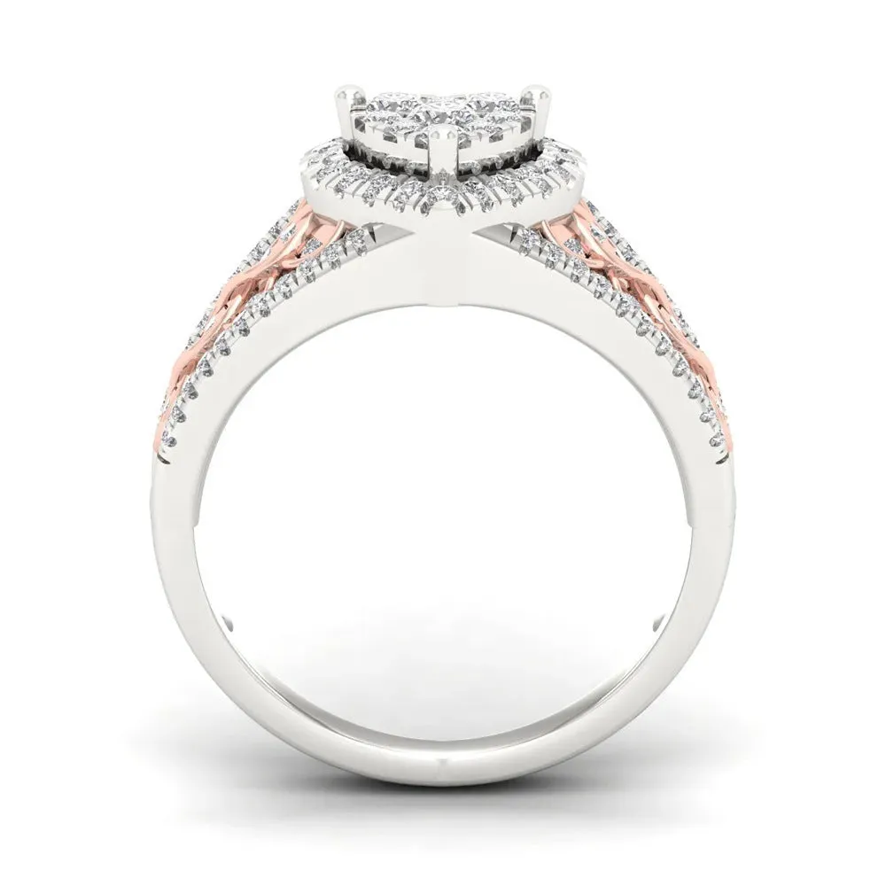 Luxury Diamond-set Zircon Heart Ring